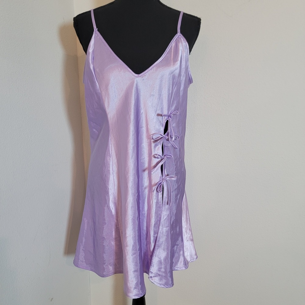 Fredericks of Hollywood Pastel XL Pastel Purple Satin Night Dress Slip Dress
